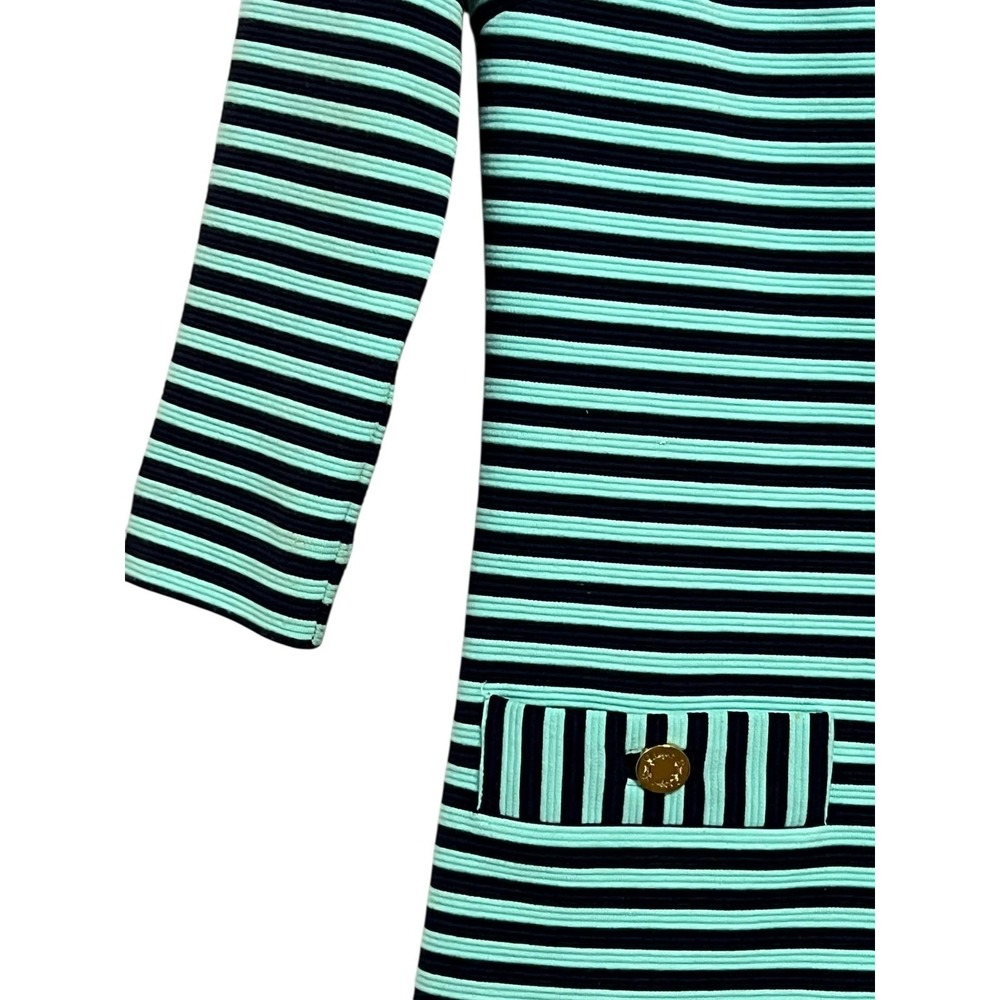 Lilly Pulitzer Mint Green and Black Striped Long Sleeve Dress - Picture 6 of 12